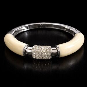 Lia Sophia CreamTone Pave Bracelet Rhinestone Barrel Stretch Polished Finish